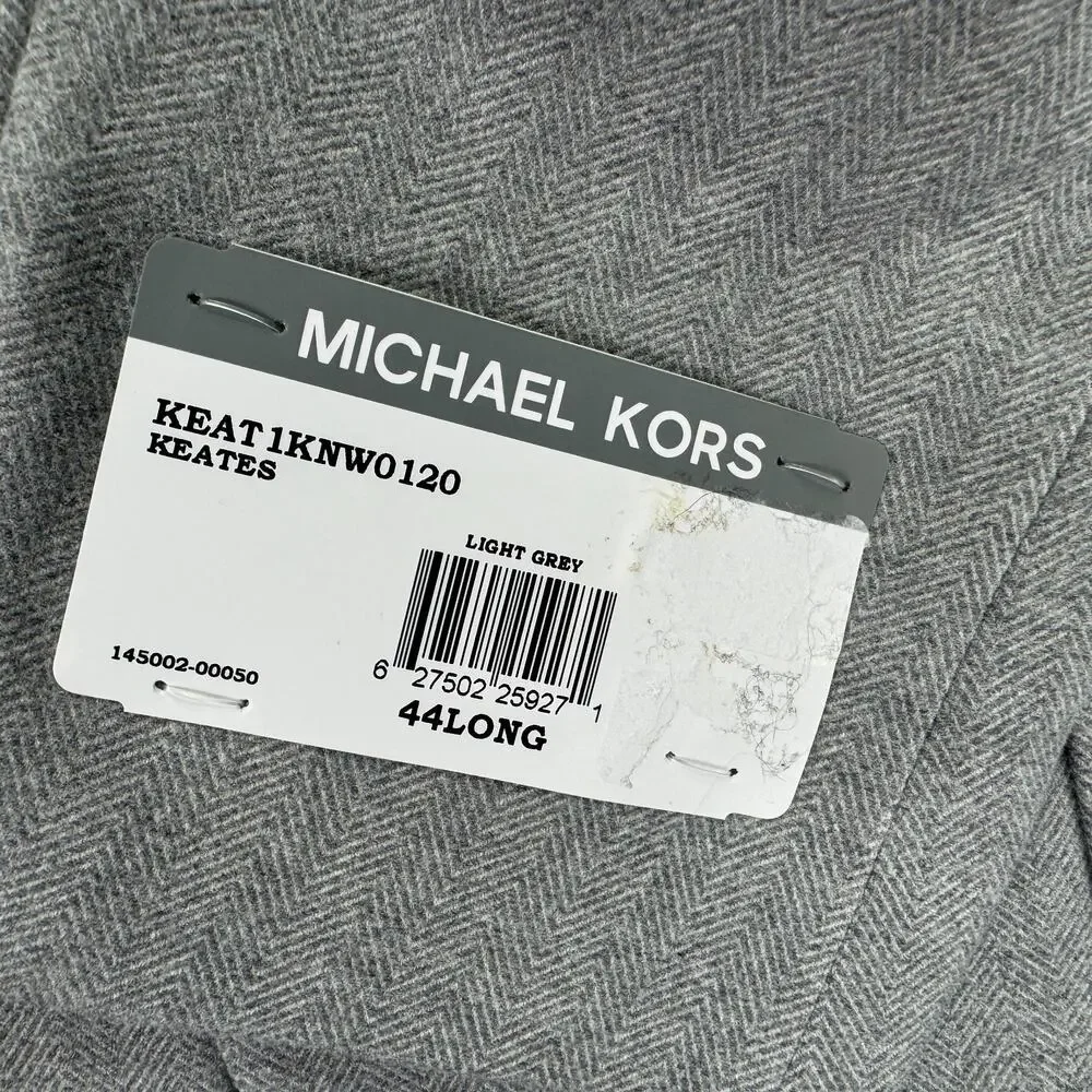 Michael Kors Mens Keates Classic Fit Herringbone Woven Sport Coat Light Gray 44L
